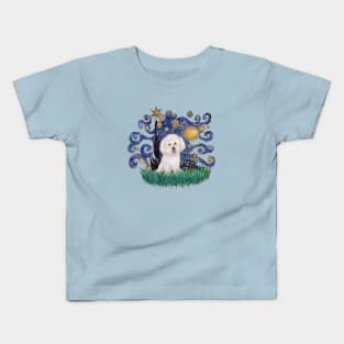 Starry Night Derivative with a Bichon Frise Kids T-Shirt